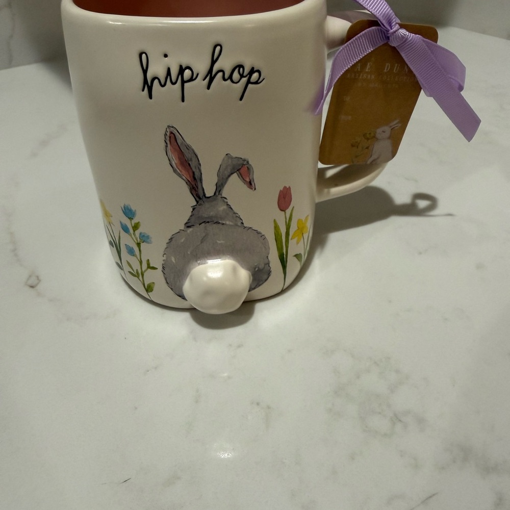 Rae Dunn Hip Hop Bunny Mug with Floral Design